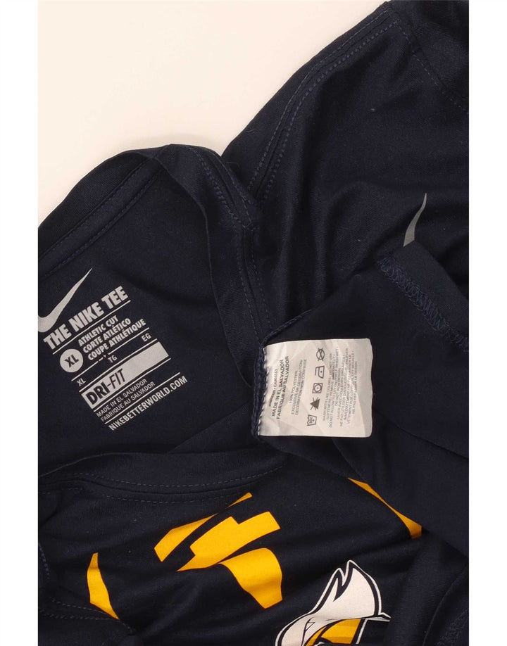 Nike Mens Dri Fit Graphic Top Long Sleeve XL Navy Blue Polyester