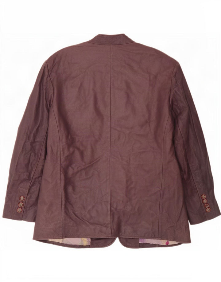 Cruse Womens Double Breasted Leather Blazer Jacket EU 42 Large Purple