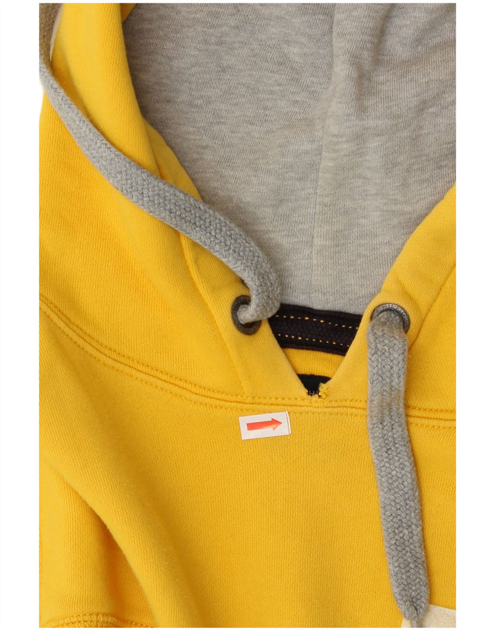 TOMMY HILFIGER Mens Slim Fit Graphic Hoodie Jumper Large Yellow Cotton