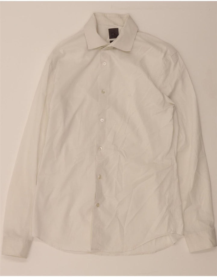 CALVIN KLEIN Mens Slim Fit Shirt Size 39 15 Medium White Cotton Vintage Calvin Klein and Second-Hand Calvin Klein from Messina Hembry 