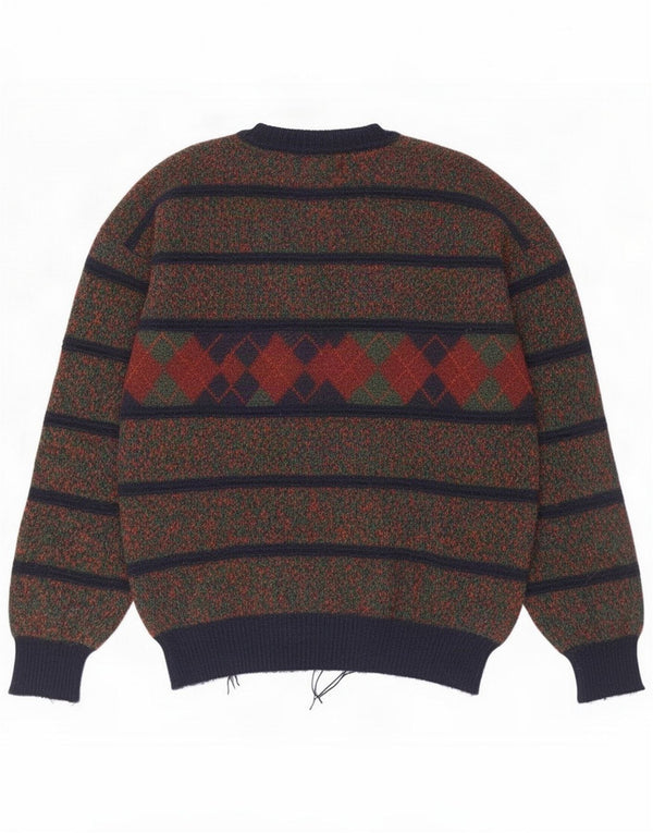 Liabel Mens Crew Neck Jumper Sweater Large Multicoloured Argyle/Diamond