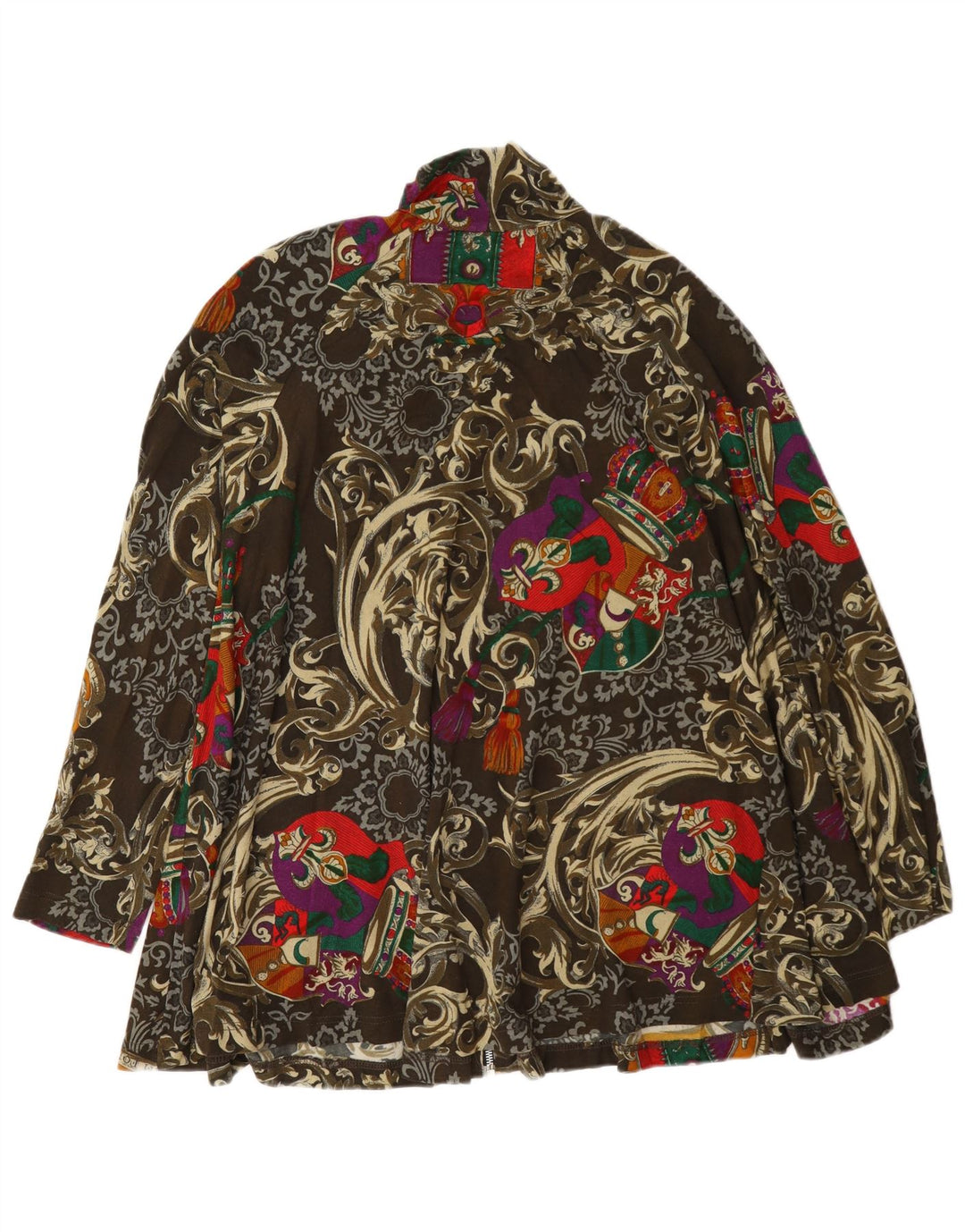 Vintage Womens Oversized Overcoat UK 14 Medium Multicoloured Paisley Cotton