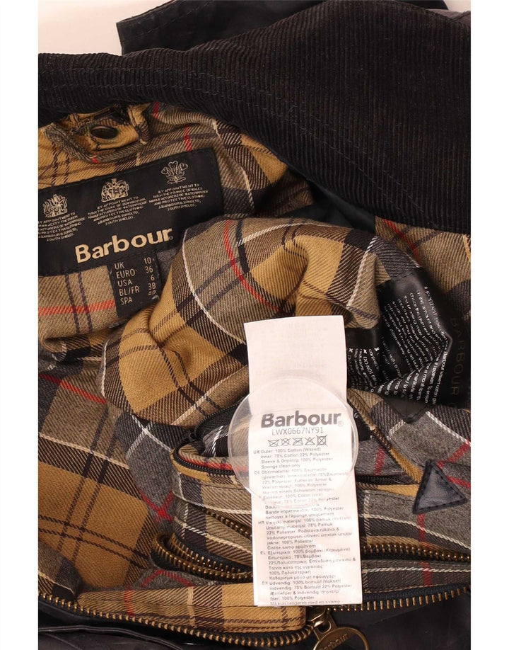 Barbour Womens Waxed Cotton Jacket UK 10 Small Brown