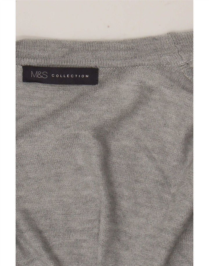Marks & Spencer Womens Asymmetric V-Neck Jumper Sweater UK 14 Medium Grey