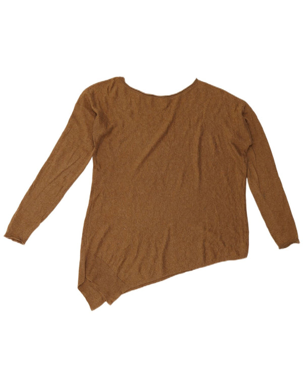 Zara Womens Asymmetric Boat Neck Jumper Sweater UK 14 Medium Brown
