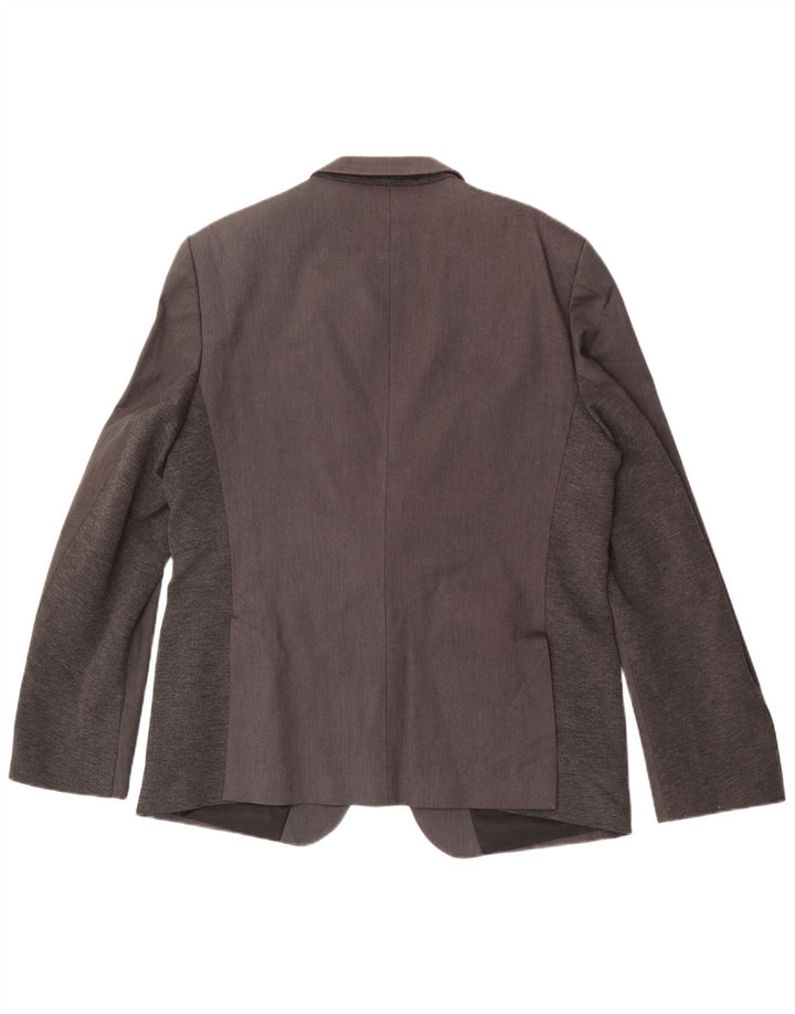 Zara Mens 1 Button Blazer Jacket EU 54 XL Grey Cotton