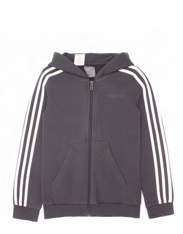 Adidas Boys Zip Hoodie Sweater 9-10 Years Black Cotton