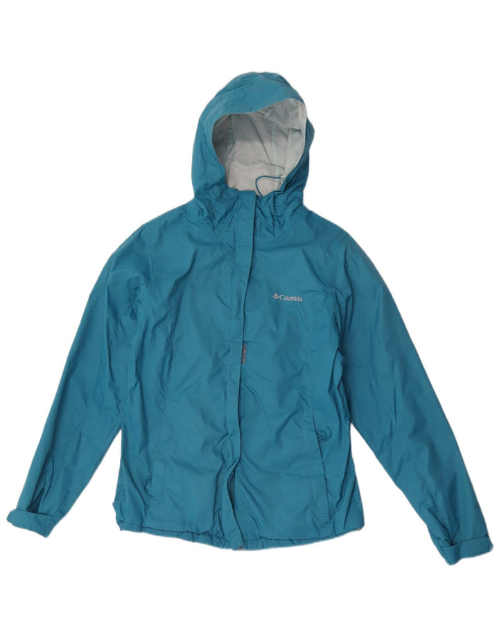 Columbia Womens Hooded Oversized Rain Jacket UK 10 Small Blue Nylon