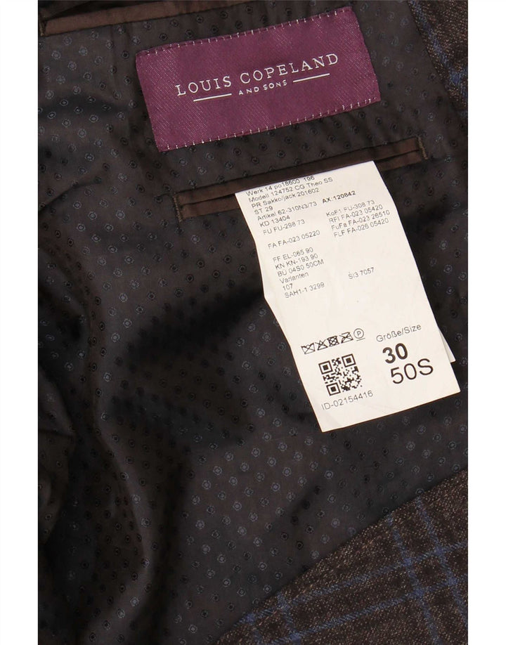 Louis Copeland Mens 2 Button Blazer Jacket EU 50 Large Brown Check