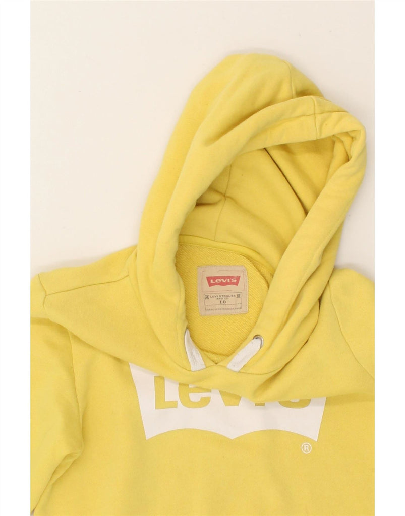 LEVI'S Girls Graphic Hoodie Jumper 9-10 Years Yellow Cotton Vintage Levi's and Second-Hand Levi's from Messina Hembry 