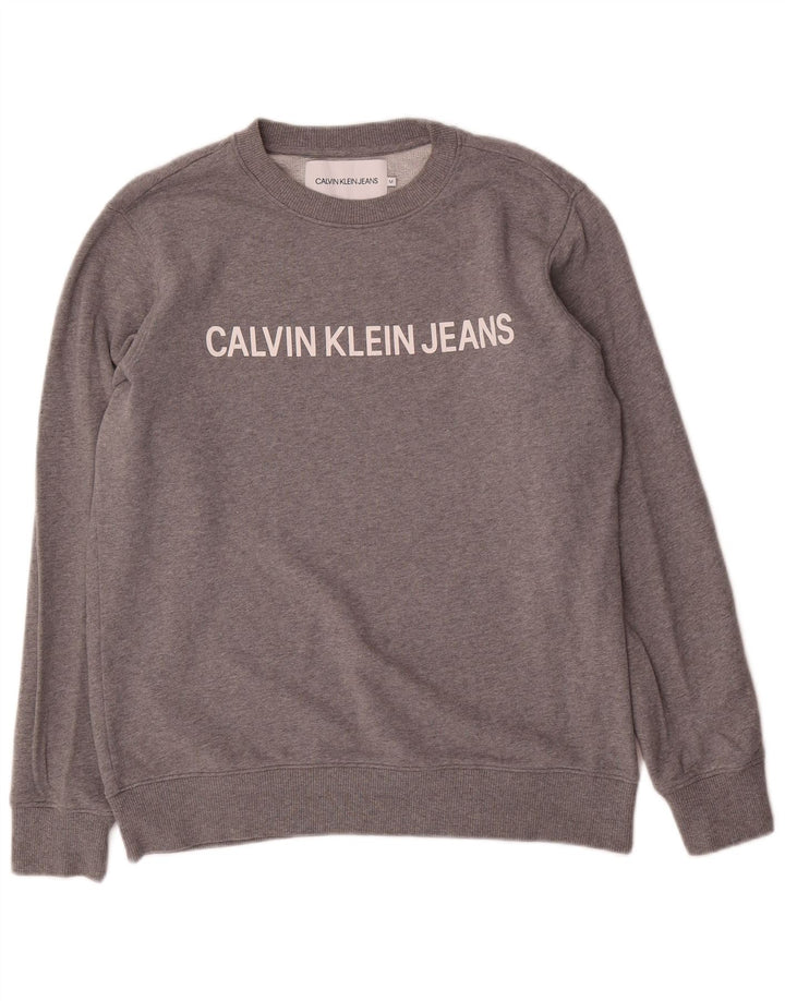 Calvin Klein Jeans Mens Graphic Sweatshirt Jumper Medium Grey Flecked