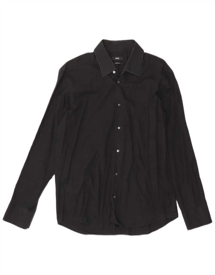 HUGO BOSS Mens Regular Fit Shirt Size 16 1/2 42 Large Black