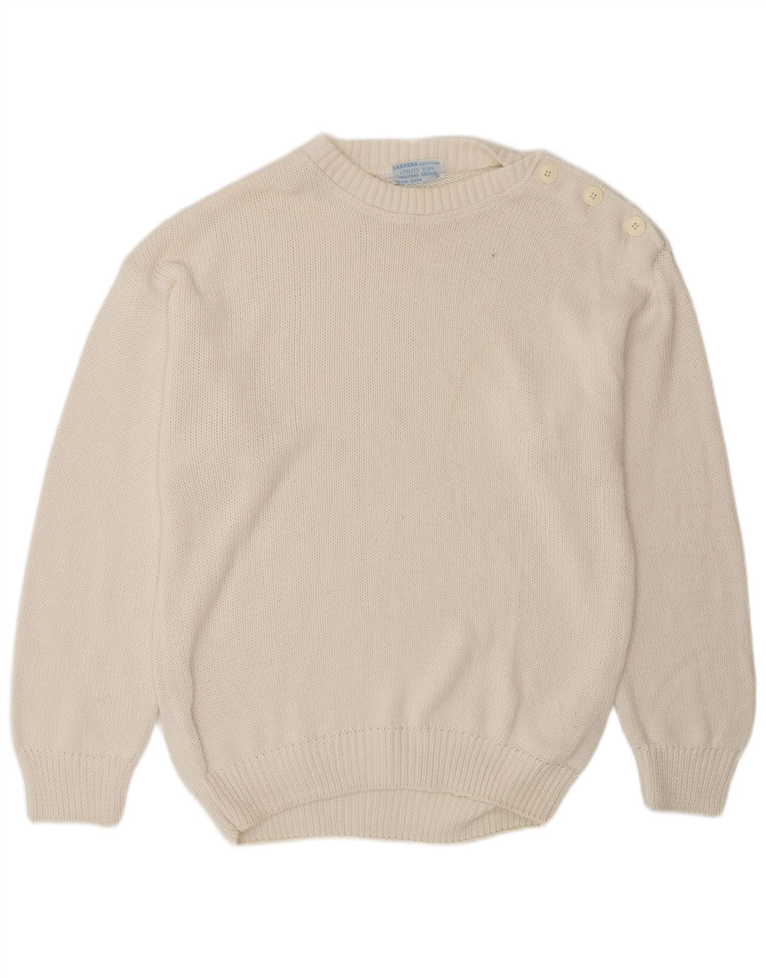 Carrera Mens Crew Neck Jumper Sweater XL White Cotton