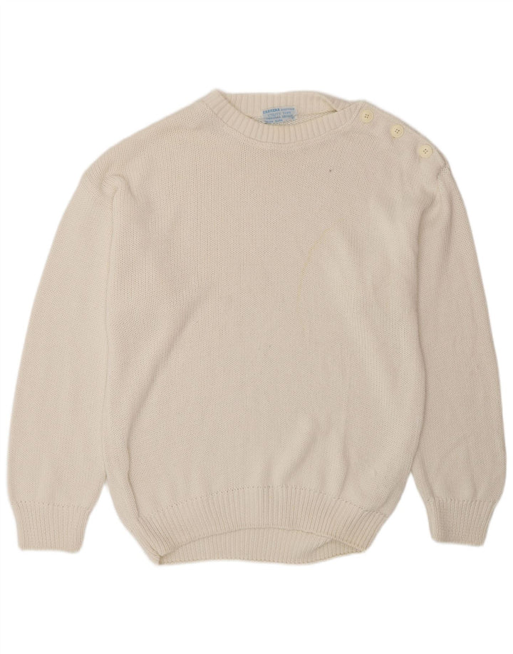 Carrera Mens Crew Neck Jumper Sweater XL White Cotton