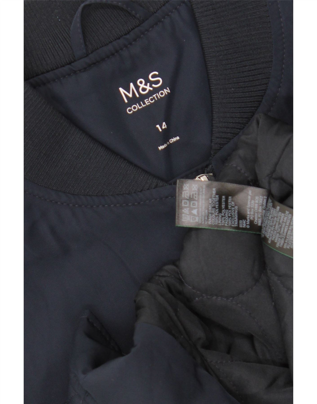 Marks & Spencer Womens Oversized Bomber Jacket UK 14 Large Navy Blue
