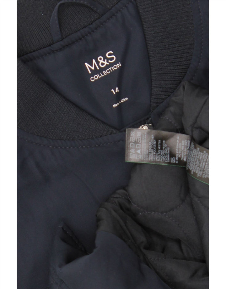 Marks & Spencer Womens Oversized Bomber Jacket UK 14 Large Navy Blue