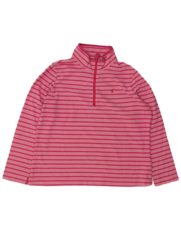 Joules Womens Oversized Zip Neck Sweatshirt Jumper UK 18 XL Pink Striped