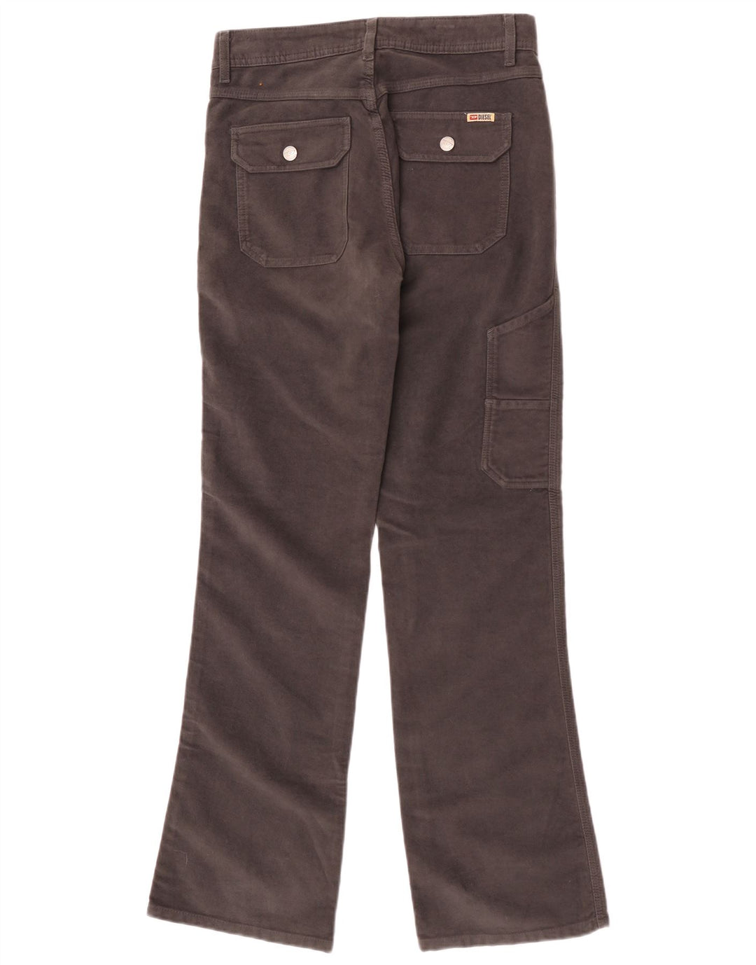 Diesel Womens Bootcut Velvet Cargo Trousers W27 L32 Grey Cotton