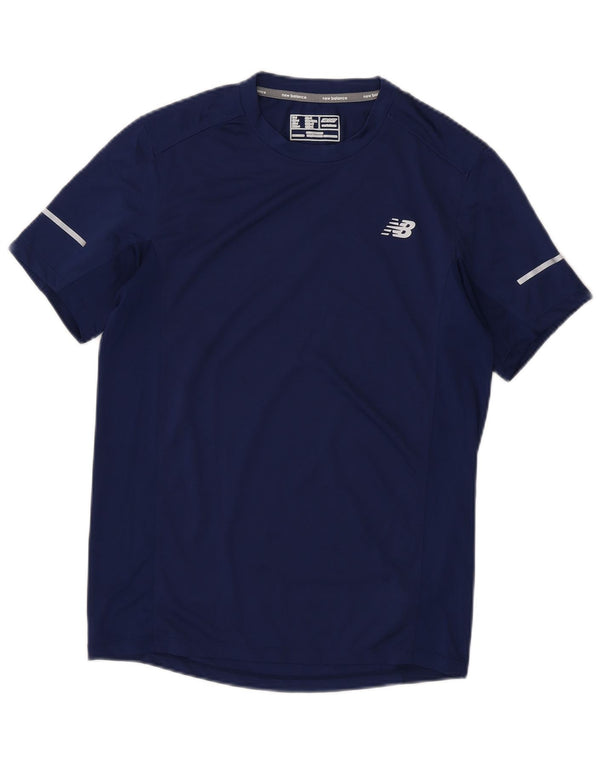 New Balance Mens T-Shirt Top Small Navy Blue Polyester
