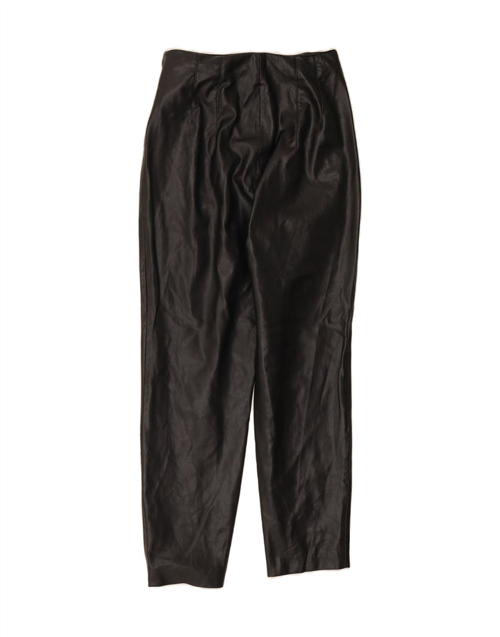 ZARA Womens Straight Leather Trousers Small W26 L26 Black Polyurethane Vintage Zara and Second-Hand Zara from Messina Hembry 