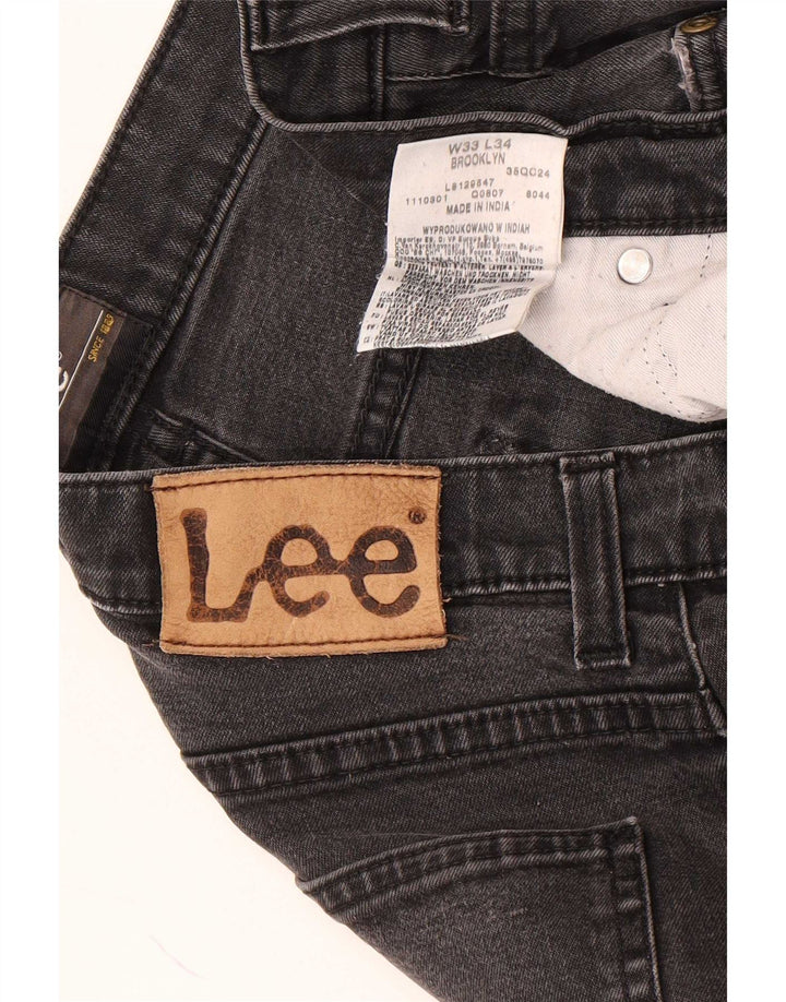 Lee Mens Brooklyn Straight Jeans W33 L31 Black Cotton