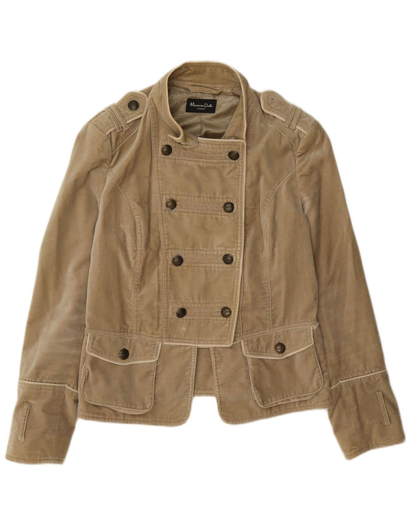 Massimo Dutti Womens Double Breasted Military Blazer Jacket UK 18 XL Beige
