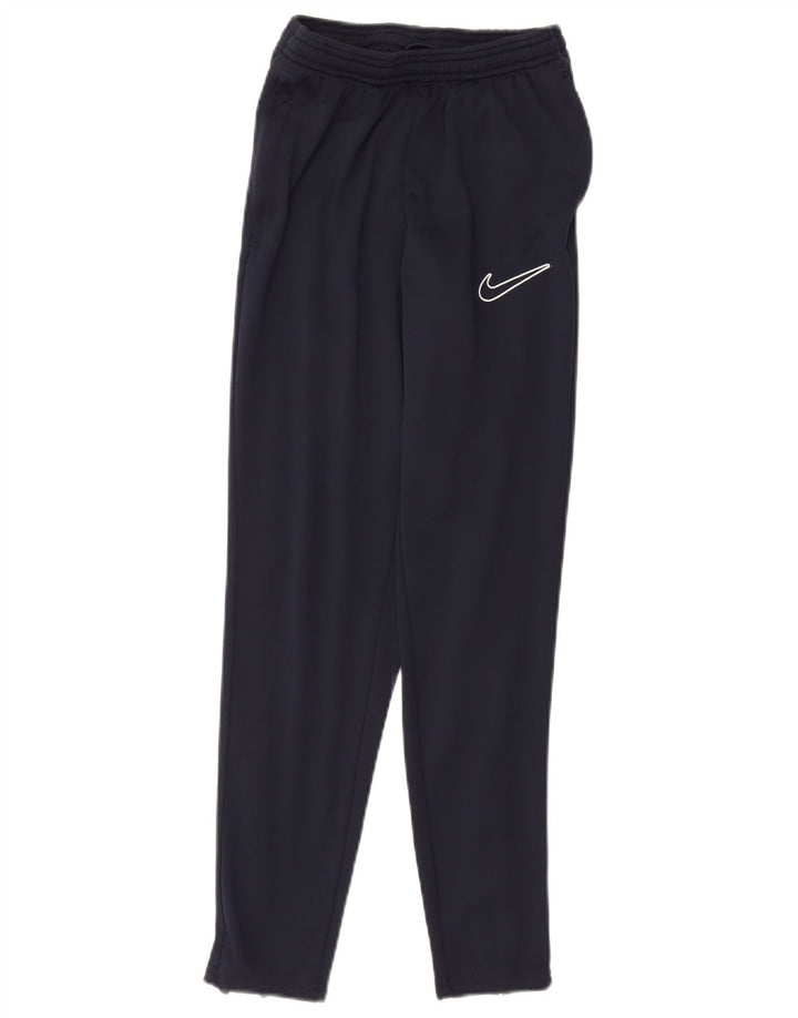 NIKE Mens Dri Fit Graphic Tracksuit Trousers Small  Navy Blue Polyester