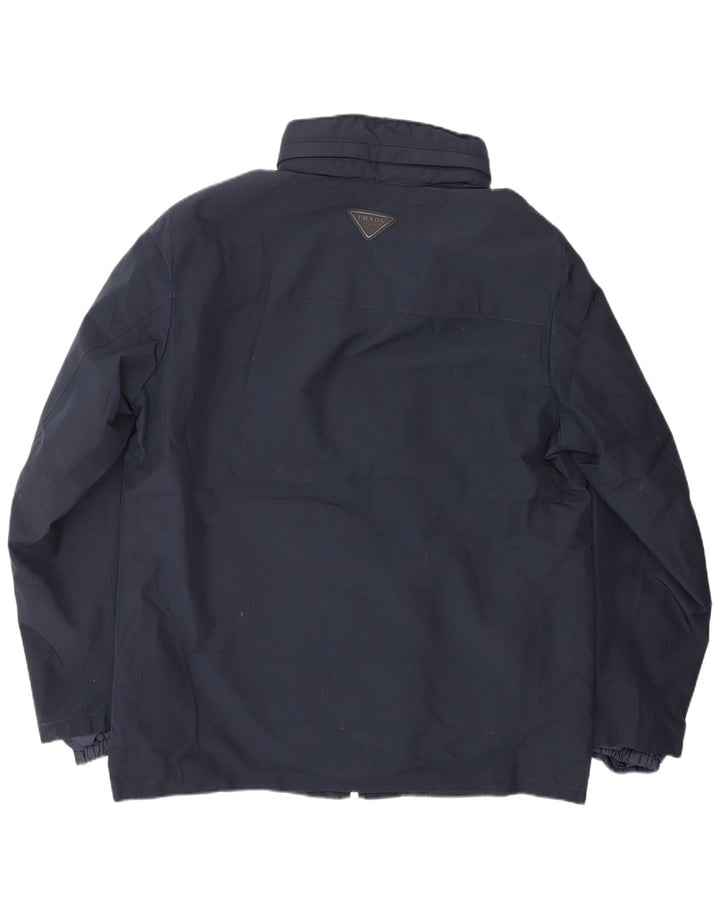 PRADA Mens Windbreaker Jacket IT 52 XL Navy Blue Polyester Classic