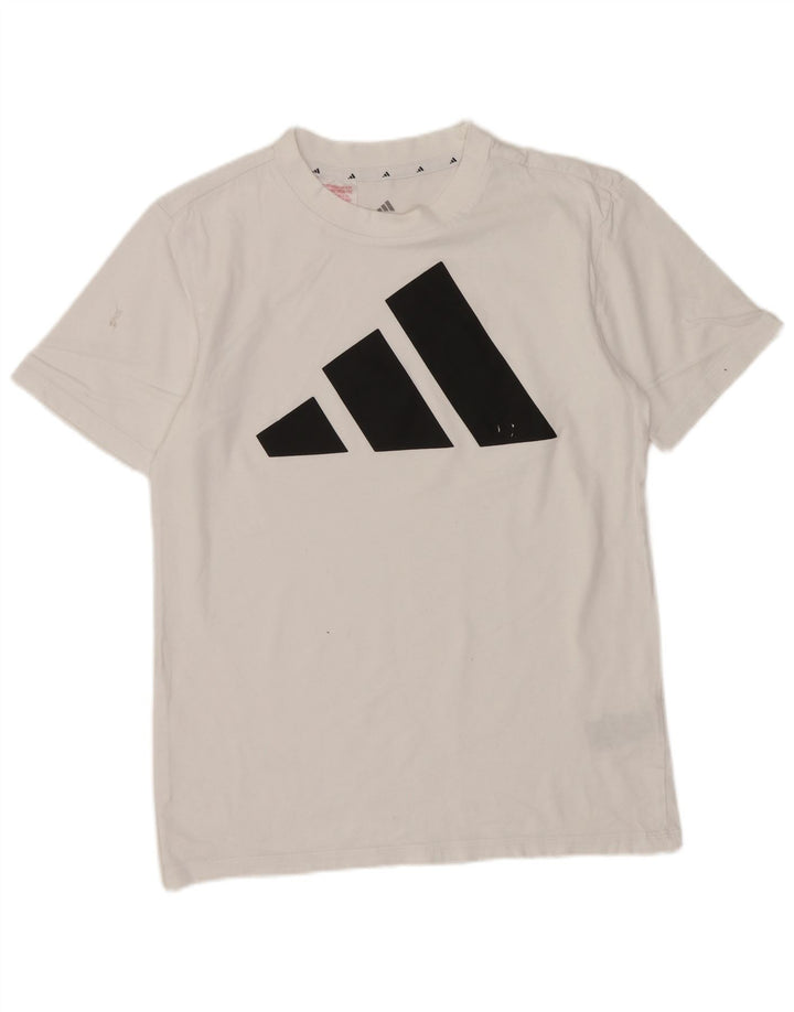 Adidas Boys Graphic T-Shirt Top 13-14 Years Large White Cotton