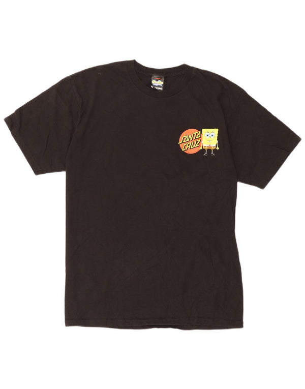 Santa Cruz Mens SpongeBob Graphic T-Shirt Top Medium Black Cotton