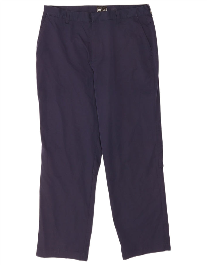 Adidas Mens Straight Chino Trousers W38 L32 Navy Blue Polyester