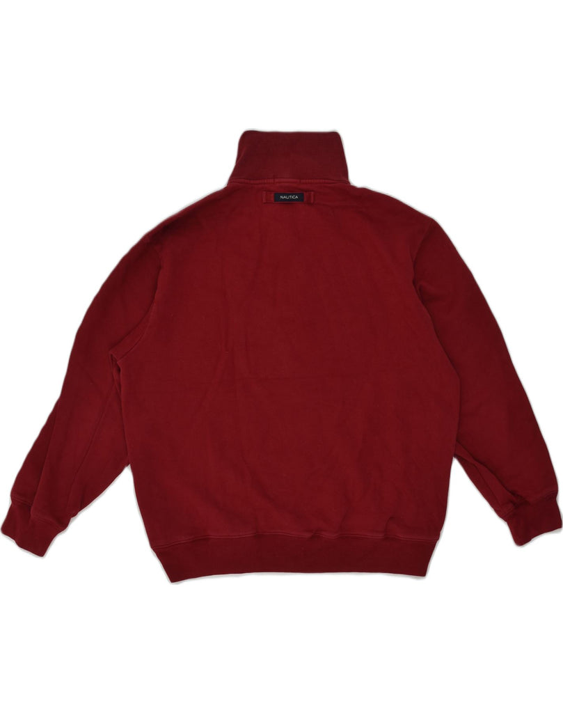 NAUTICA Mens Zip Neck Sweatshirt Jumper XL Burgundy Cotton | Vintage Nautica | Thrift | Second-Hand Nautica | Used Clothing | Messina Hembry 