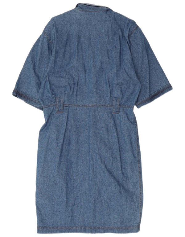 Vintage Womens 3/4 Sleeve Denim Dress EU 40 Large Blue Cotton