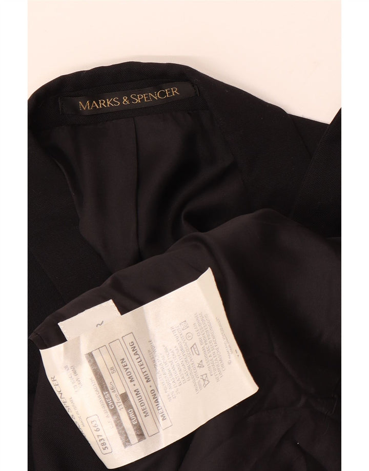 Marks & Spencer Mens 2 Button Blazer Jacket UK 46 XL Black Polyester