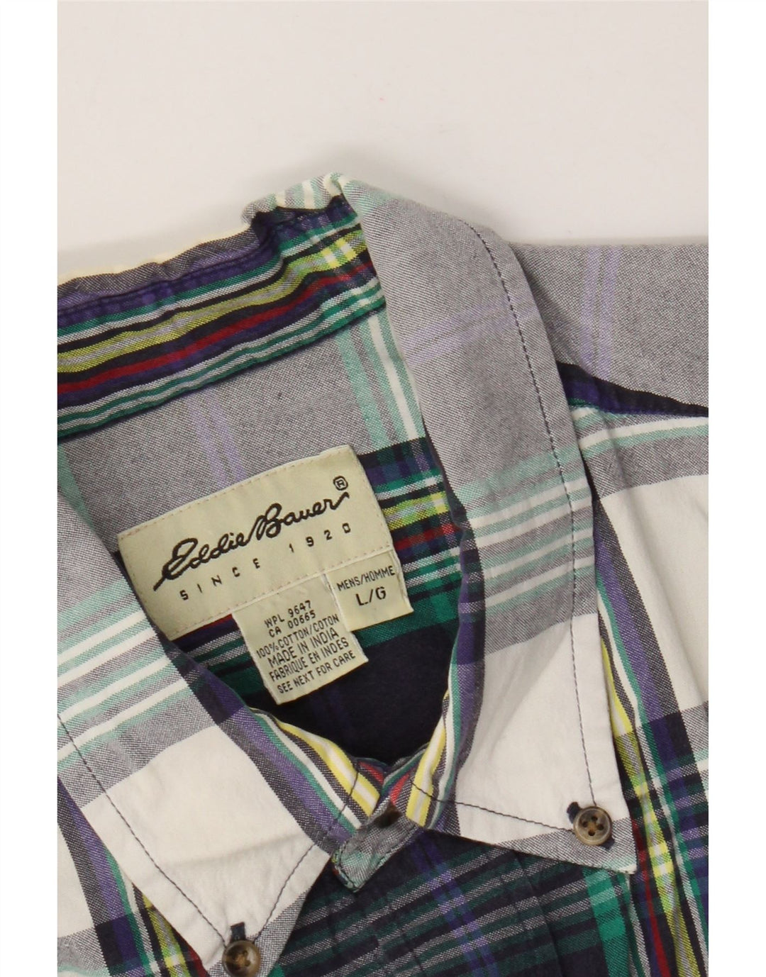 Eddie Bauer Mens Short Sleeve Shirt Large Multicoloured Check Cotton