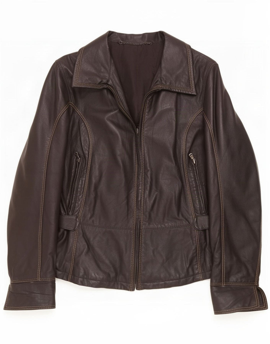 Vintage Womens Leather Jacket IT 44 Medium Brown
