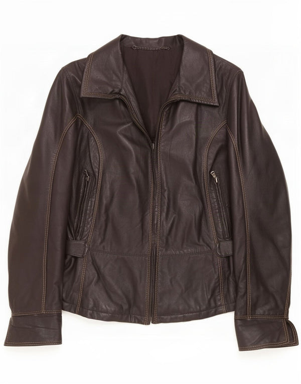 Vintage Womens Leather Jacket IT 44 Medium Brown