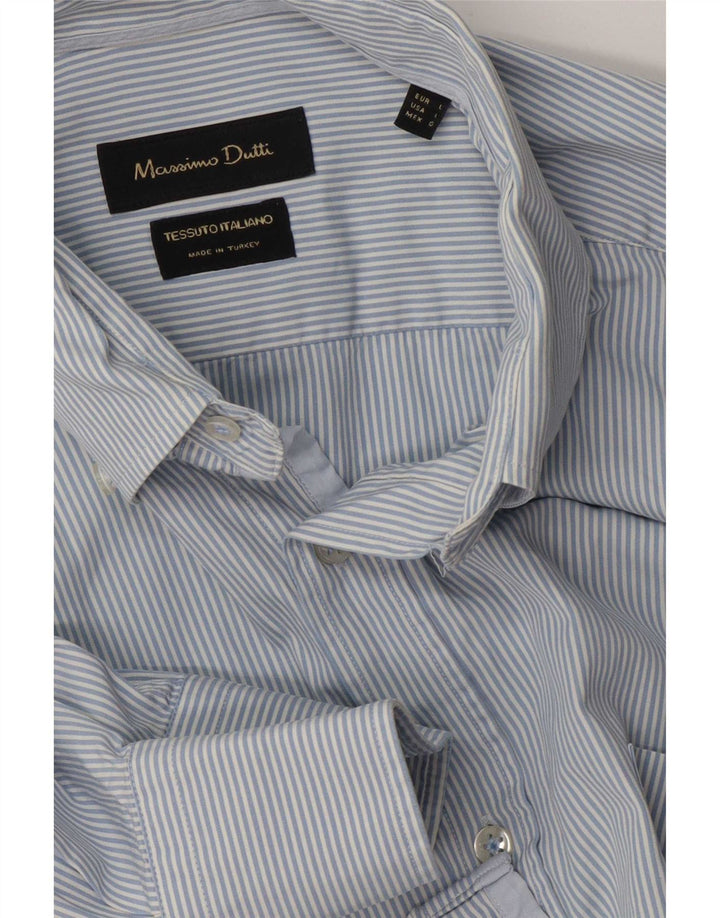 Massimo Dutti Mens Shirt Large Blue Striped
