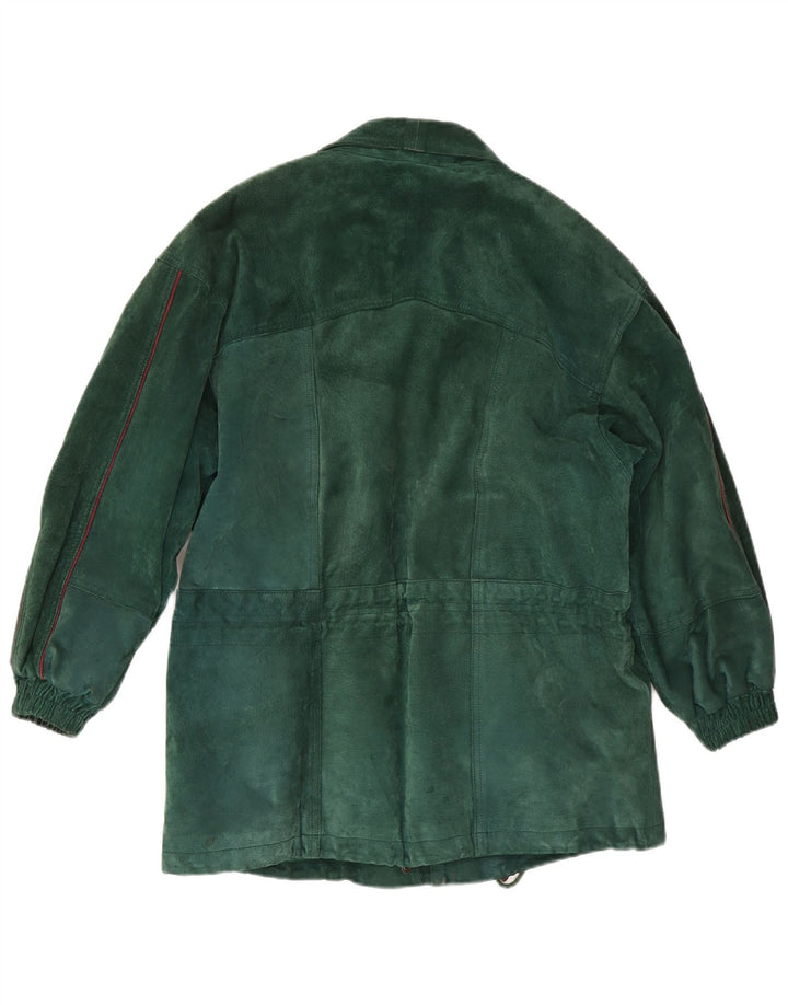 C & A Womens Oversized Suede Overcoat EU 38 Medium Green Leather
