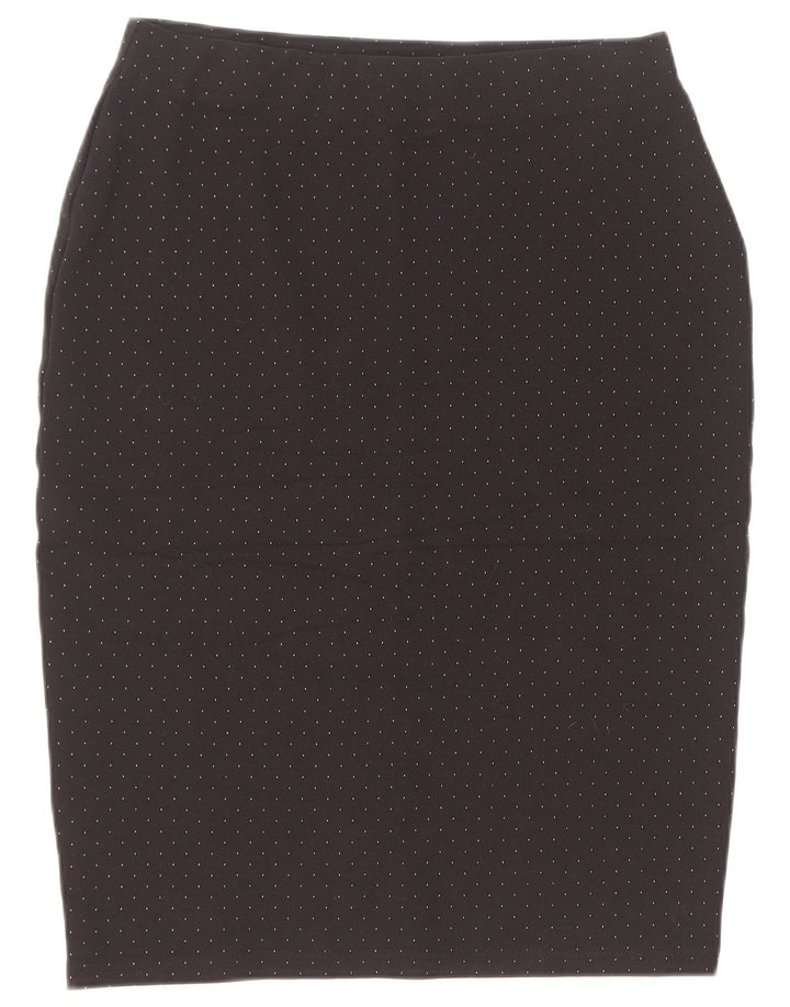Marks & Spencer Womens Pencil Skirt UK 12 Medium W30 Black Spotted Viscose