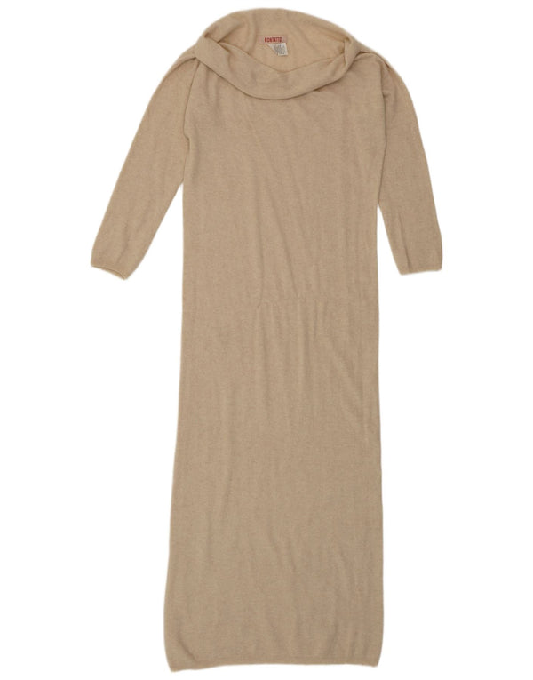 KONTATTO Womens Roll Neck Maxi Jumper Dress UK 14 Medium Beige Polyamide
