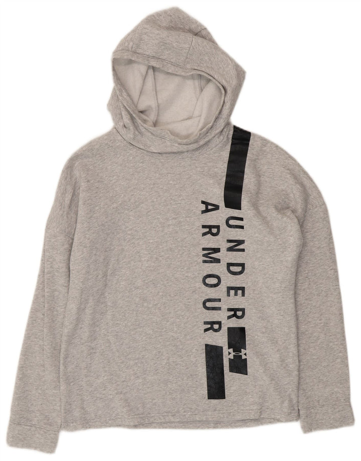 UNDER ARMOUR Womens Oversized Graphic Hoodie Jumper UK 10 Small Grey