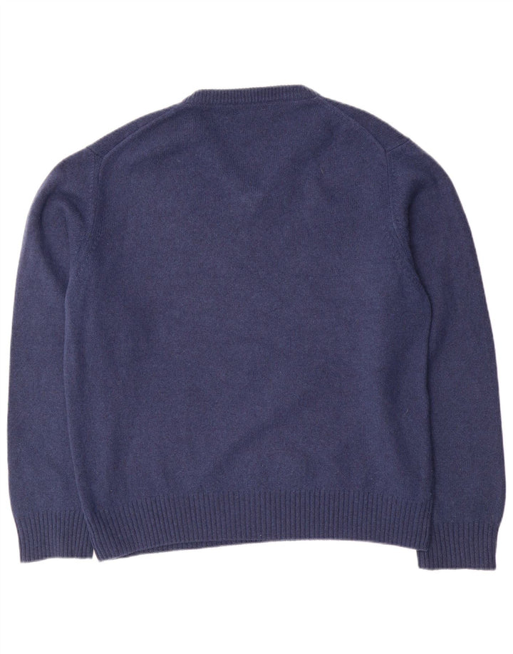 Brooksfield Mens V-Neck Jumper Sweater IT 54 XL Navy Blue Wool
