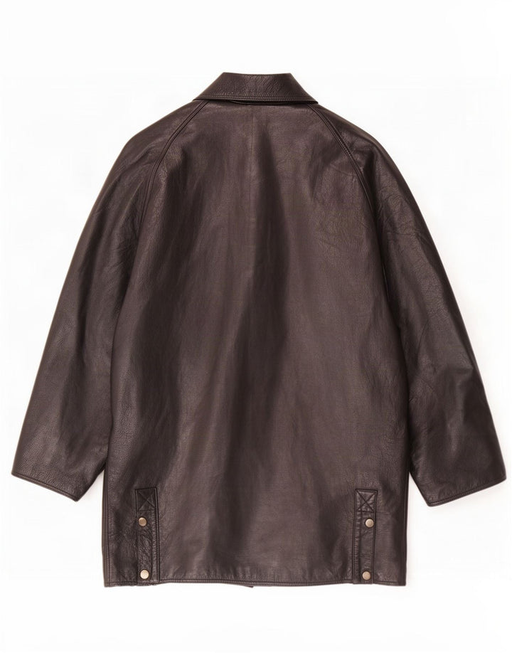 Vintage Mens Leather Coat UK 40 Large Black
