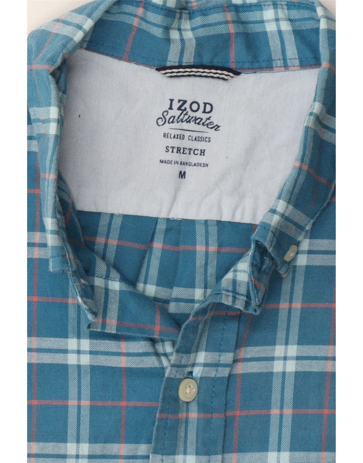 IZOD Mens Salt Water Shirt Medium Blue Check Cotton Vintage Izod and Second-Hand Izod from Messina Hembry 