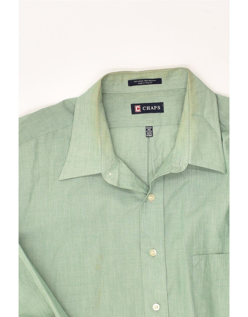 CHAPS Mens Wrinkle Resistant Shirt Size 17 17 1/2 XL Green Cotton | Vintage Chaps | Thrift | Second-Hand Chaps | Used Clothing | Messina Hembry 