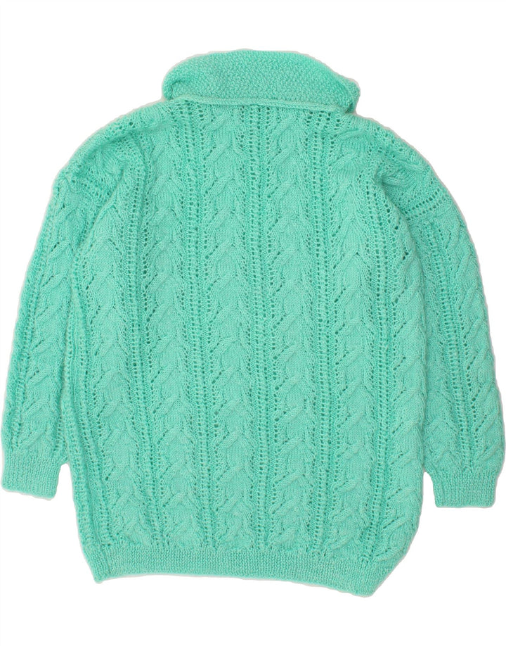VINTAGE Womens Oversized Roll Neck Jumper Sweater UK 10 Small Turquoise Vintage Vintage and Second-Hand Vintage from Messina Hembry 