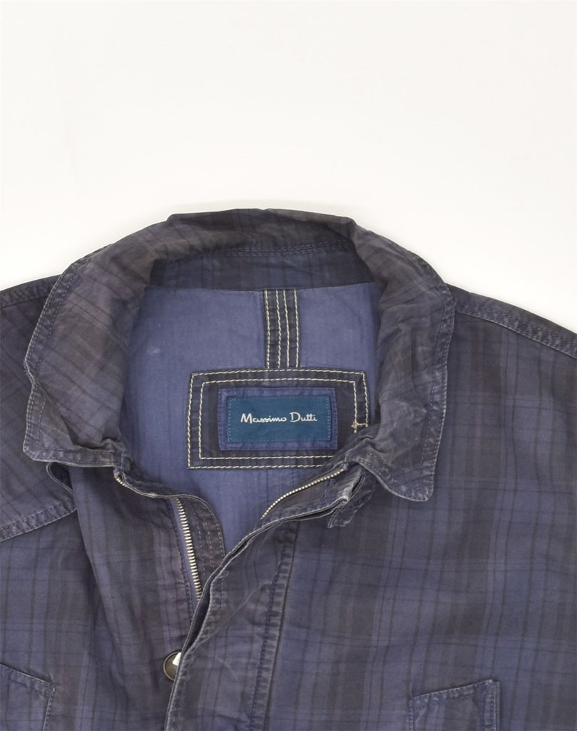 MASSIMO DUTTI Mens Utility Jacket UK 42 XL Blue Check Cotton | Vintage Massimo Dutti | Thrift | Second-Hand Massimo Dutti | Used Clothing | Messina Hembry 