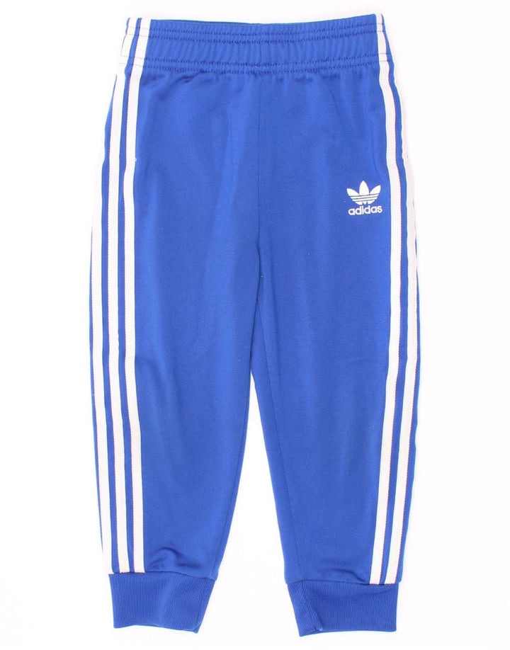 Adidas Boys Tracksuit Trousers Joggers 2-3 Years Blue Polyester