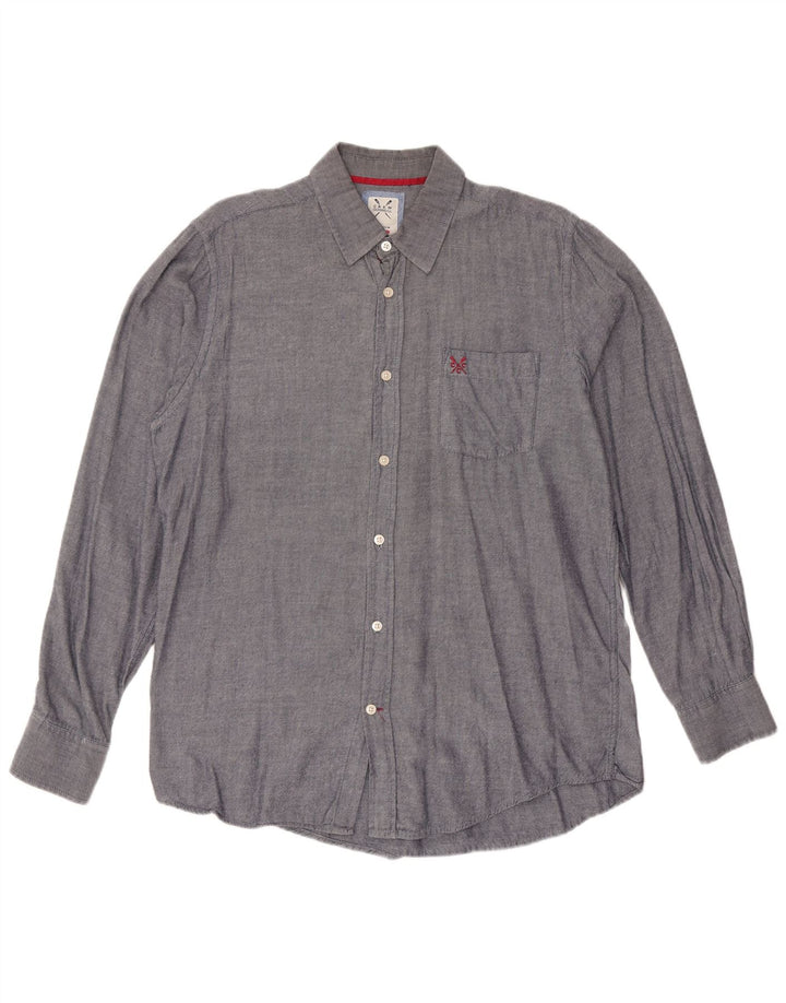 CREW CLOTHING Mens Classic Fit Shirt Medium Navy Blue Cotton